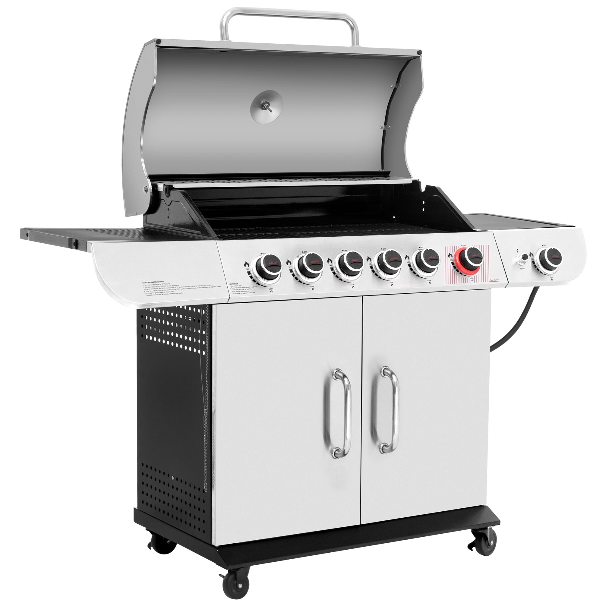 Royal Gourmet SG6002 Classic 6-Burner 71000-BTU LP Gas Grill with Sear Burner and Side Burner, Stainless Steel Royal Gourmet