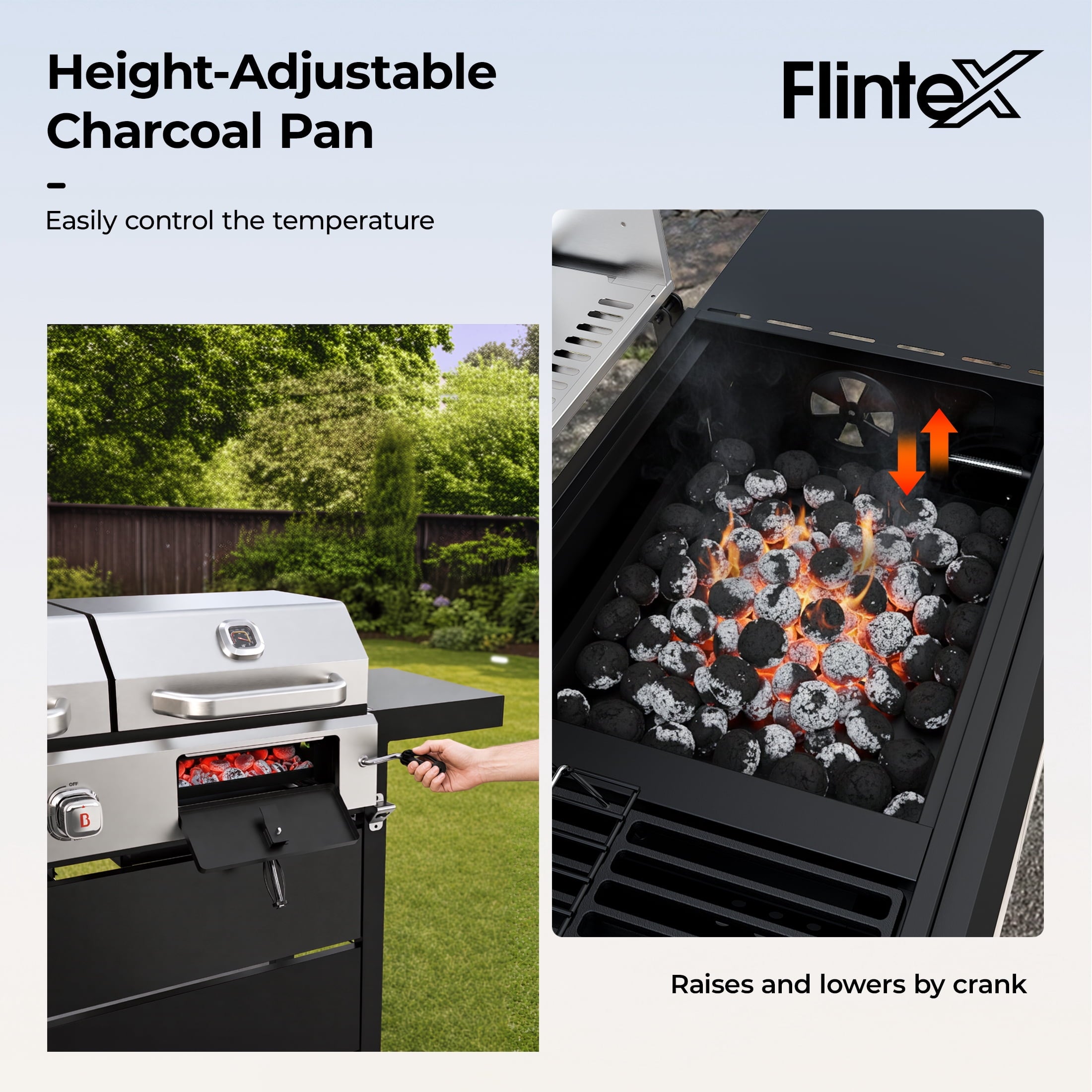 Propane Gas and Charcoal Grill Combo, Dual Fuel Outdoor BBQ Grill Stainless Steel Lids for Patio Garden Picnic Backyard Barbecue Cooking, Silver Gas Grills