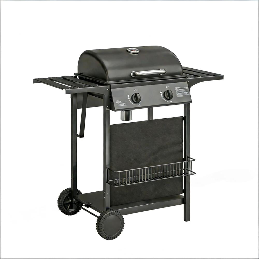 2 Burner 18000 BTU Propane Gas Grill Freestanding Outdoor BBQ Grill Dual?Zone Flat Top Grill with Warming Rack Side Tables for Backyard Patio Garden Family Outdoor Cooking Cozynest