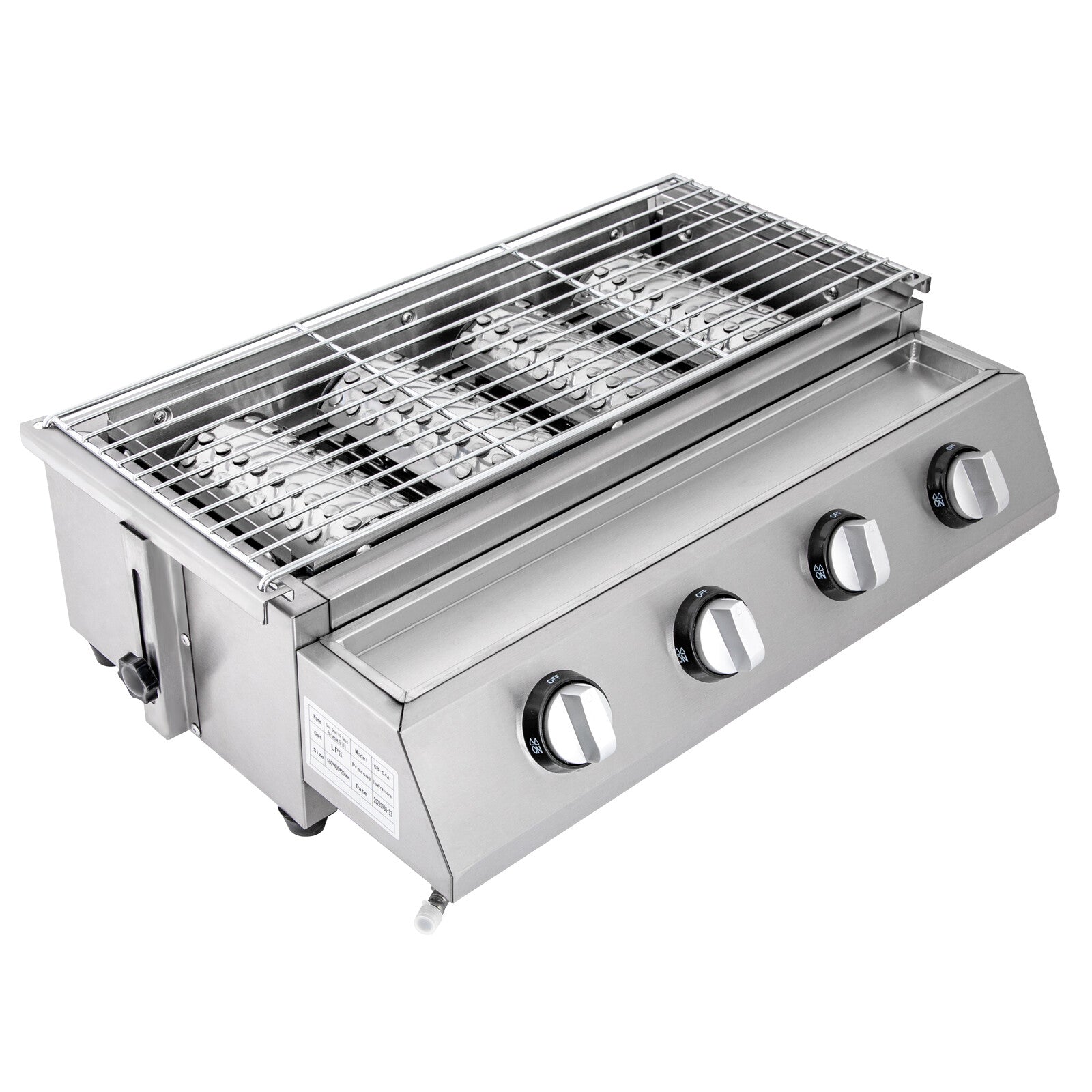 4 Burner Gas BBQ Grill Stainless Steel – LPG Only, 2800Pa Low Pressure, Portable TOOL1SHOoo