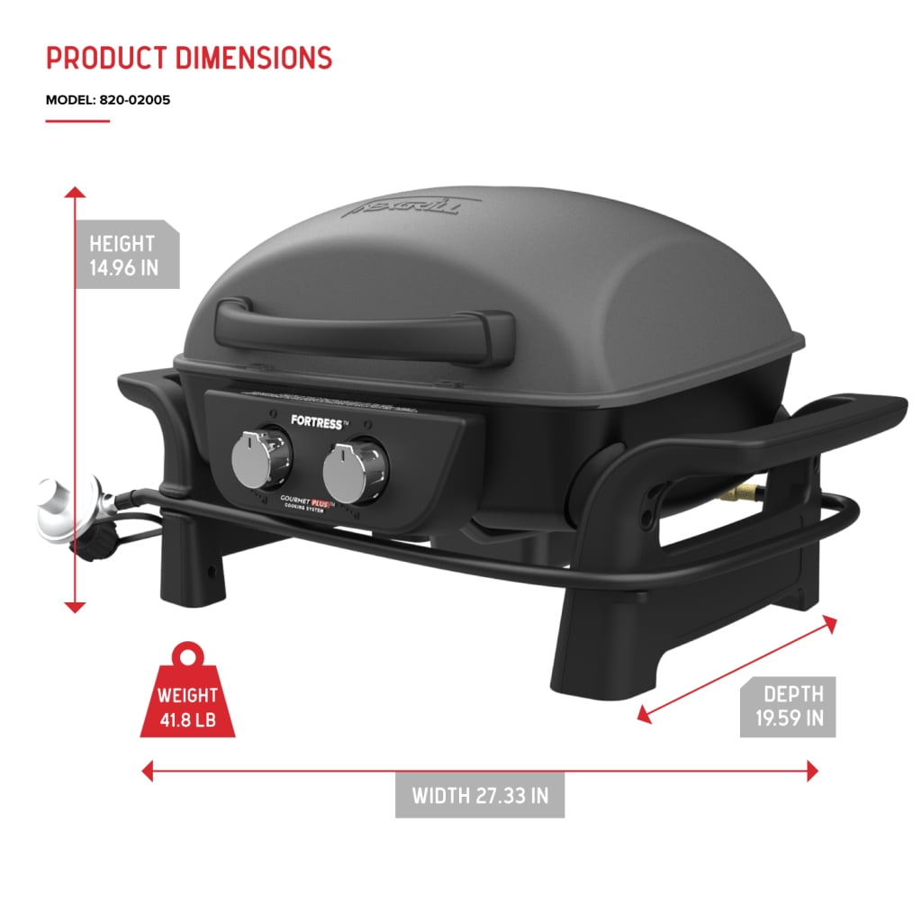 Nexgrill Fortress 2-Burner Portable Gas Grill & Griddle Combo with 263 SQ In Cooking Space, Easy Lift Handles, 13,500 BTU, 2-in-1 Small Tabletop Grill for Camping, Outdoor Cooking, and More 820-02005 Nexgrill