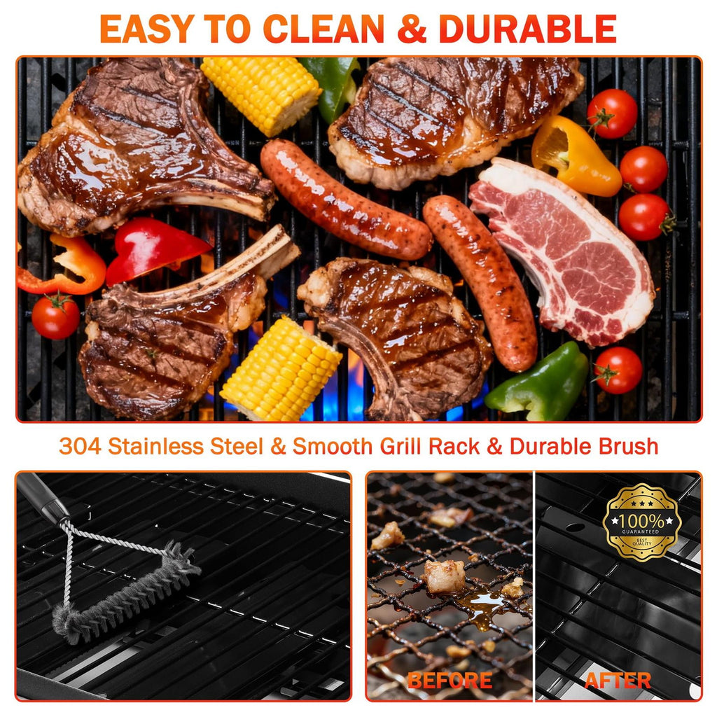 Outdoor BBQ Grill, Powerful 30,000BTU Gas Propane Grill, Stainless Steel Grill with Storage Shelves, Portable Grill for RV Party Camping Patio Gas Grills