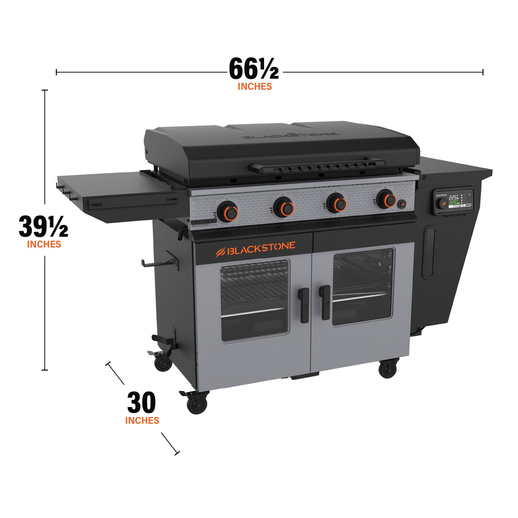 Blackstone Bronco Outdoor Combo Griddle, 36 Inch 4-Burner Flat Top Grill with Vertical Pellet Smoker Blackstone