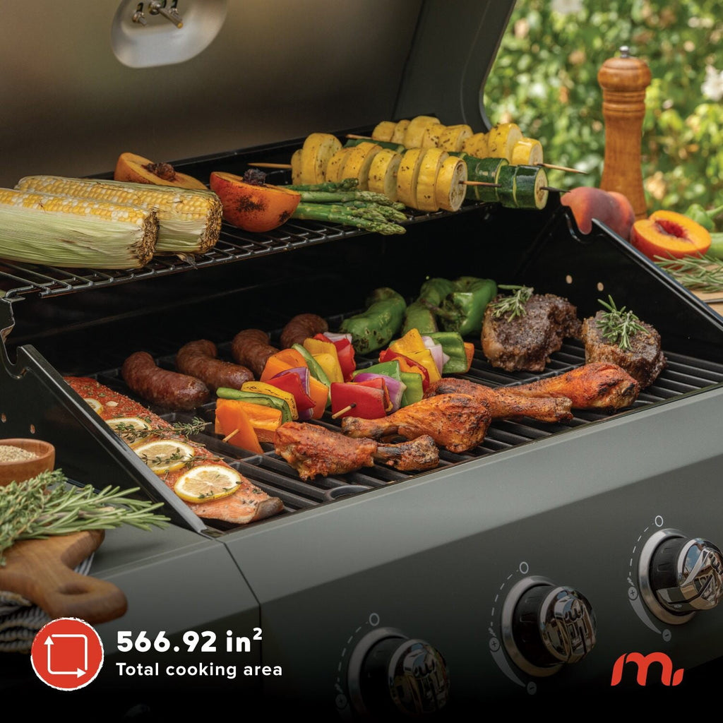Megamaster 4-Burner Propane Gas Grill with Side Tables, 44,000BTUs, 566.92 SQ. In. Cooking Space, 2 Wheel Transport, Outdoor Kitchen Grill for BBQs, Backyards, Tailgating, and More - 720-1093B Gas Grills