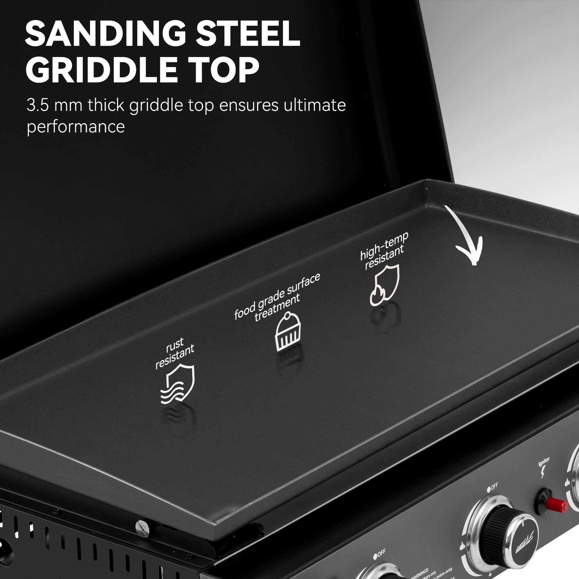 Royal Gourmet PD4001 30-Inch 4-Burner Gas Griddle with Hood, Tabletop Gas Griddle with Removable Standing Cart, Free-Standing Cart with Side Shelves and Hooks Royal Gourmet