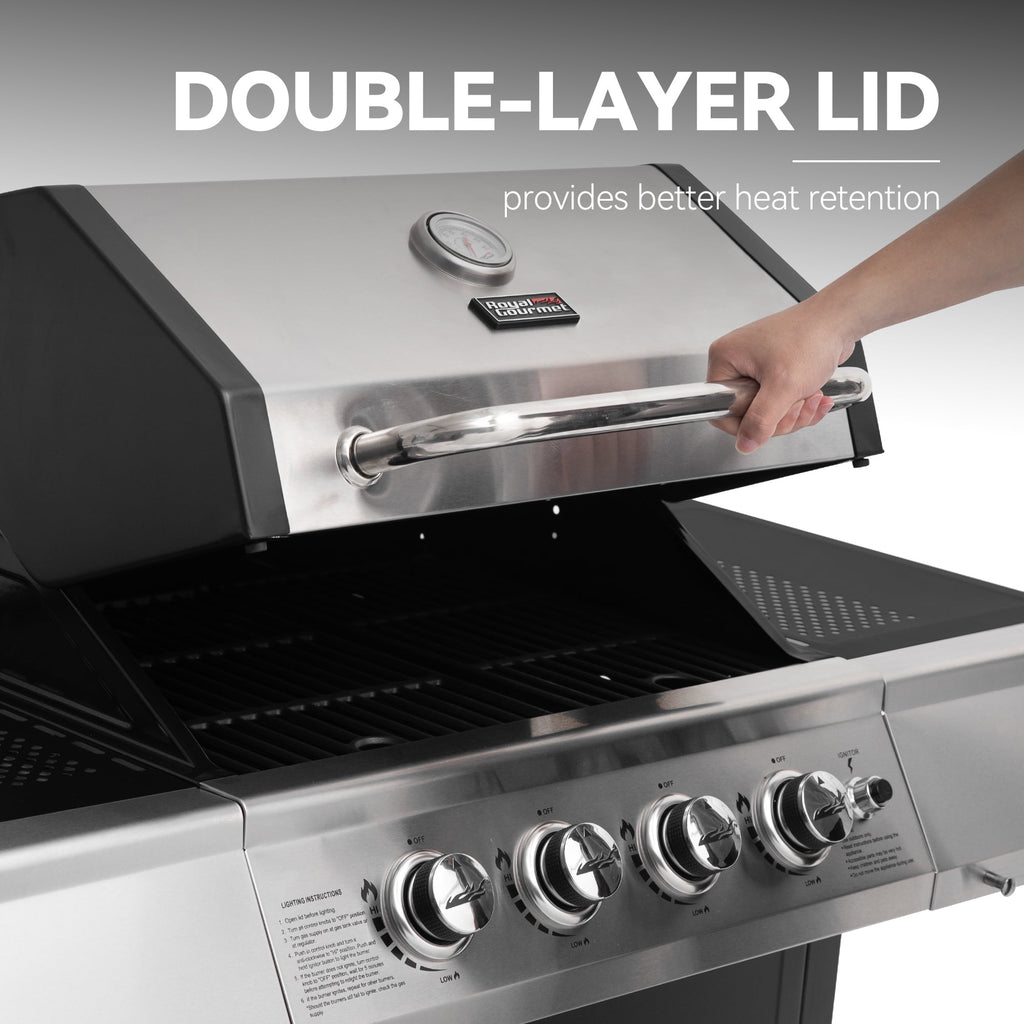 Royal Gourmet SG4003B 4-Burner BBQ Propane Gas Grill, 34,000 BTU for Patio Garden Barbecue Royal Gourmet