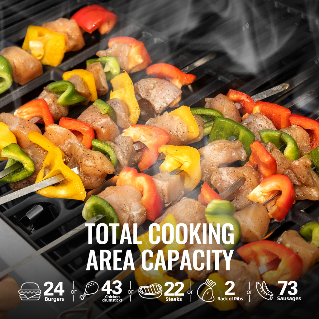 Royal Gourmet SG6002R 6-Burner BBQ Liquid Gas Grill with Sear and Side Burner, 71,000 BTU Cabinet Style Gas Grill, Outdoor Patio Garden Grill, Stainless Steel, Silver Royal Gourmet