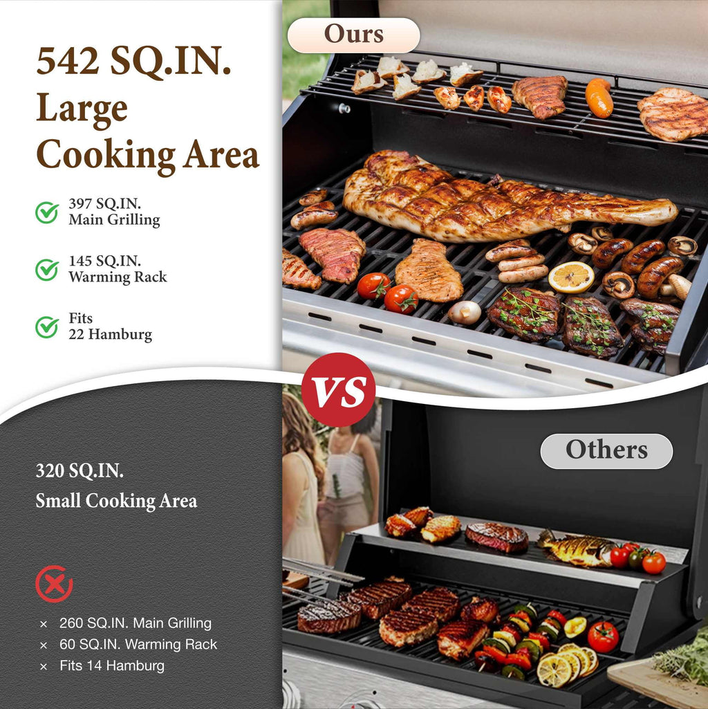 MF Studio 4 Burner Propane Gas Outdoor Grill with Side Burner Stainless Steel BBQ Grill Gas Grills