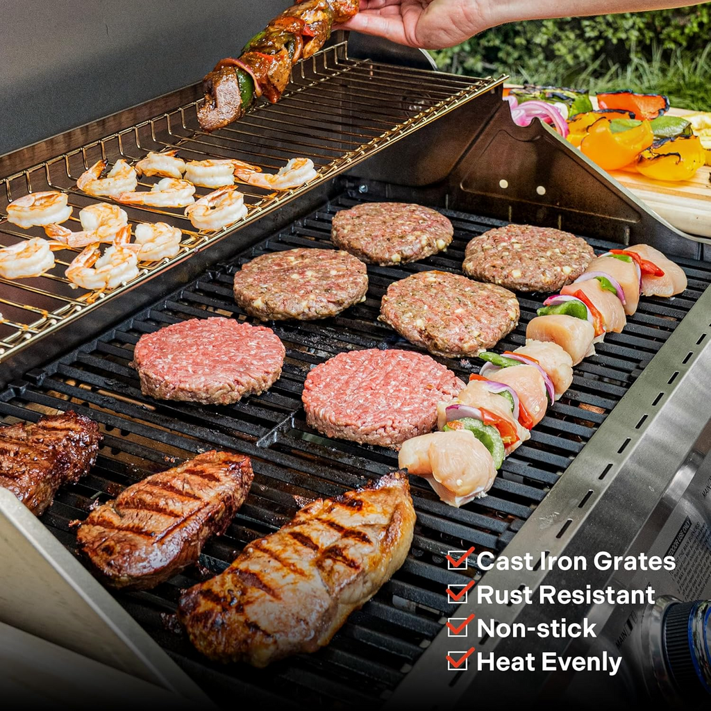 Monument Grills 4-Burner Natural Gas Grill in Stainless with Clear View Lid, LED Controls, Grill Cover, and Side Burner Monument Grills