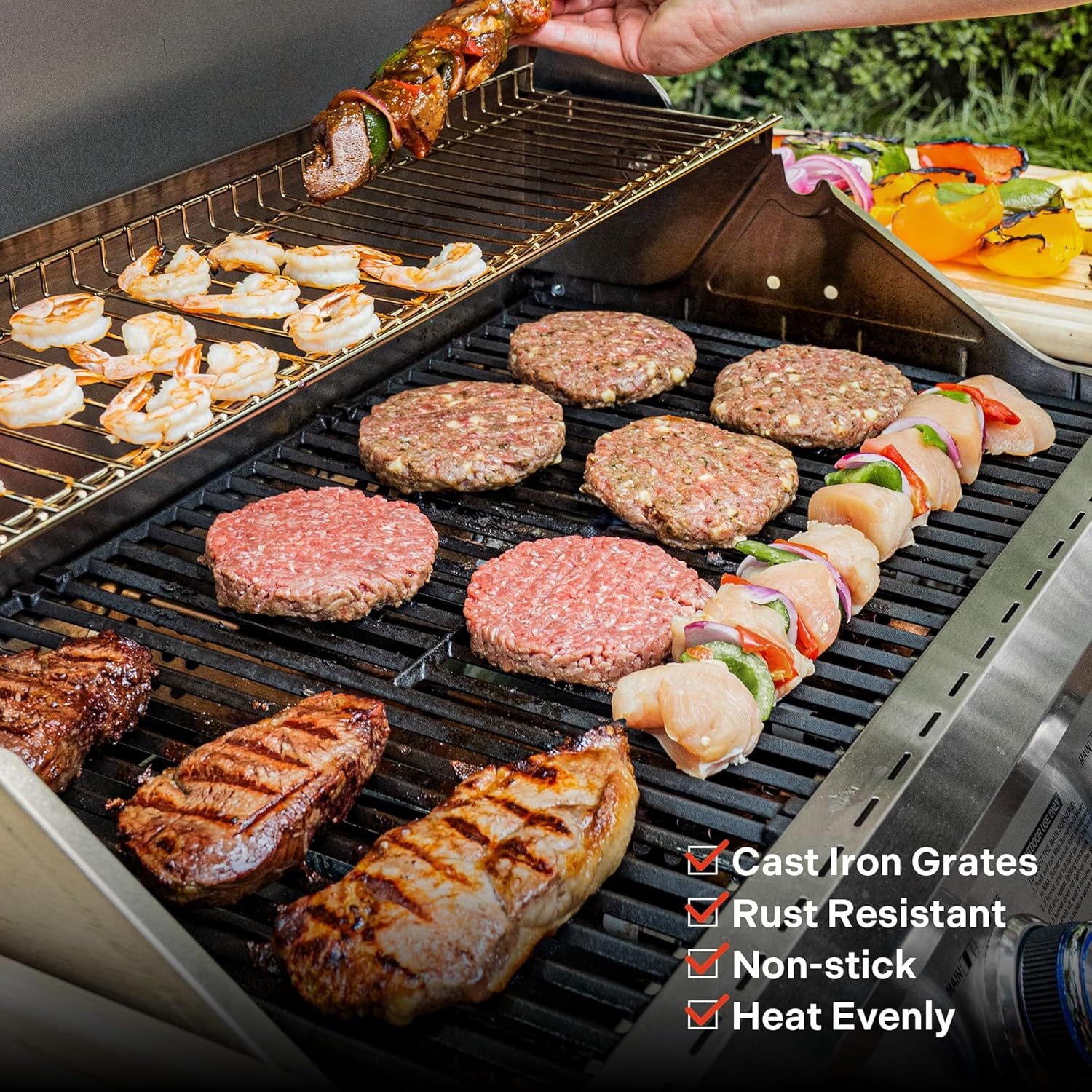 Monument Grills 4-Burner Natural Gas Grill in Stainless with Clear View Lid, LED Controls, Grill Cover, and Side Burner Monument Grills