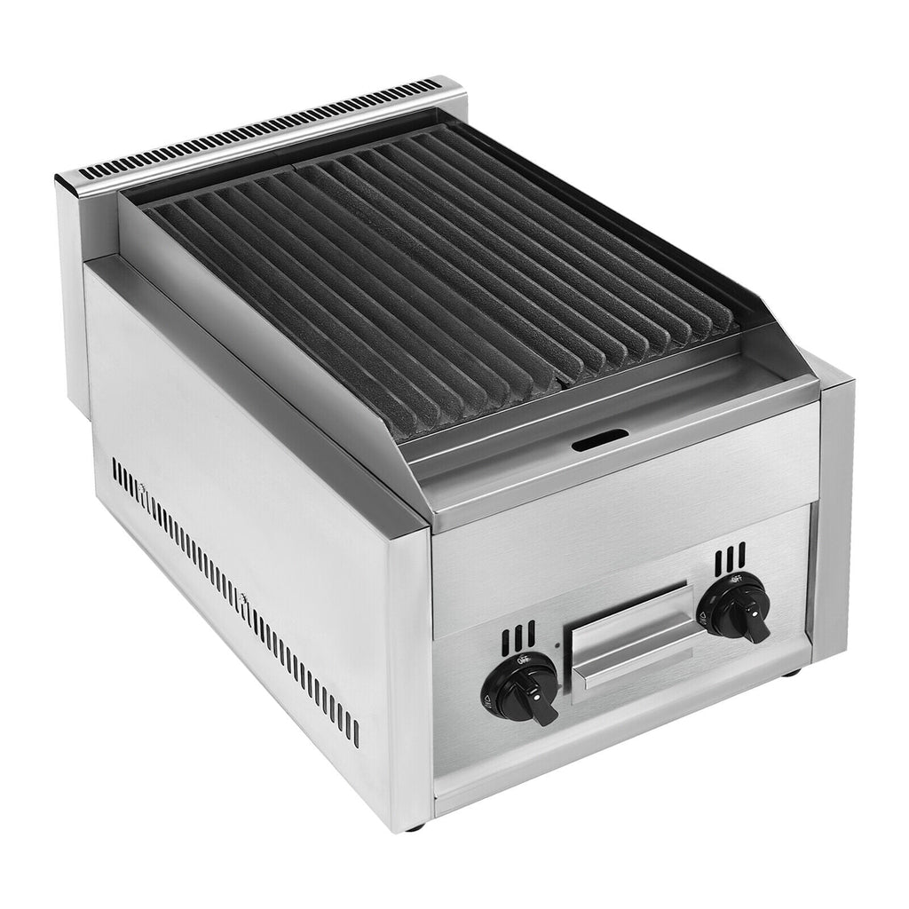 TFCFL 2 Burner Commercial Gas Grill LPG Tabletop Radiant Char Broiler Grill Camping Picnic BBQ Cooker TFCFL