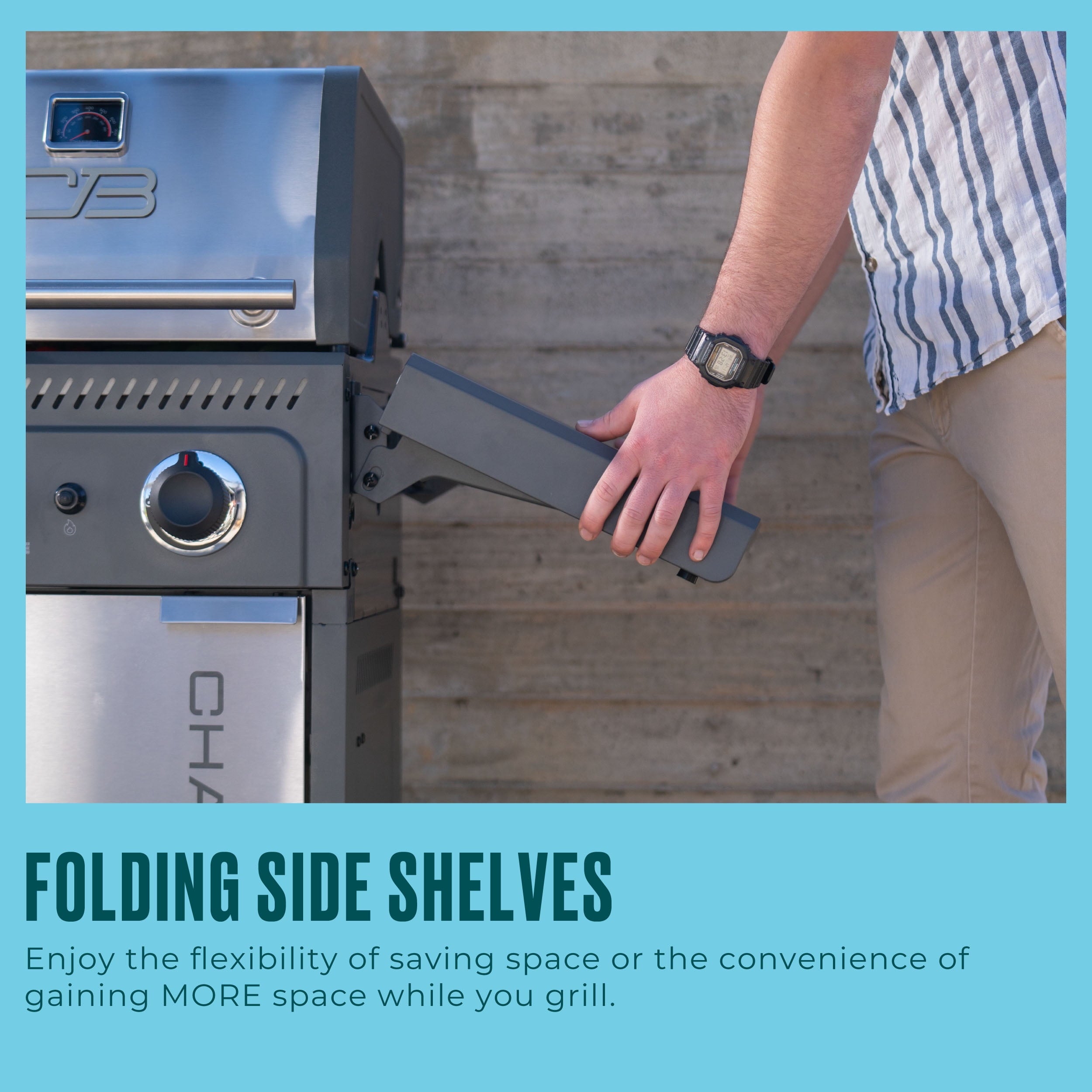 Charbroil Performance Series? FlavorMax? 2 Burner Gas Grill Cabinet with Foldable Side Shelves, Stainless Steel Charbroil