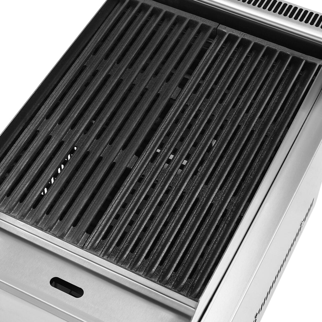 TFCFL 2 Burner Commercial Gas Grill LPG Tabletop Radiant Char Broiler Grill Camping Picnic BBQ Cooker TFCFL
