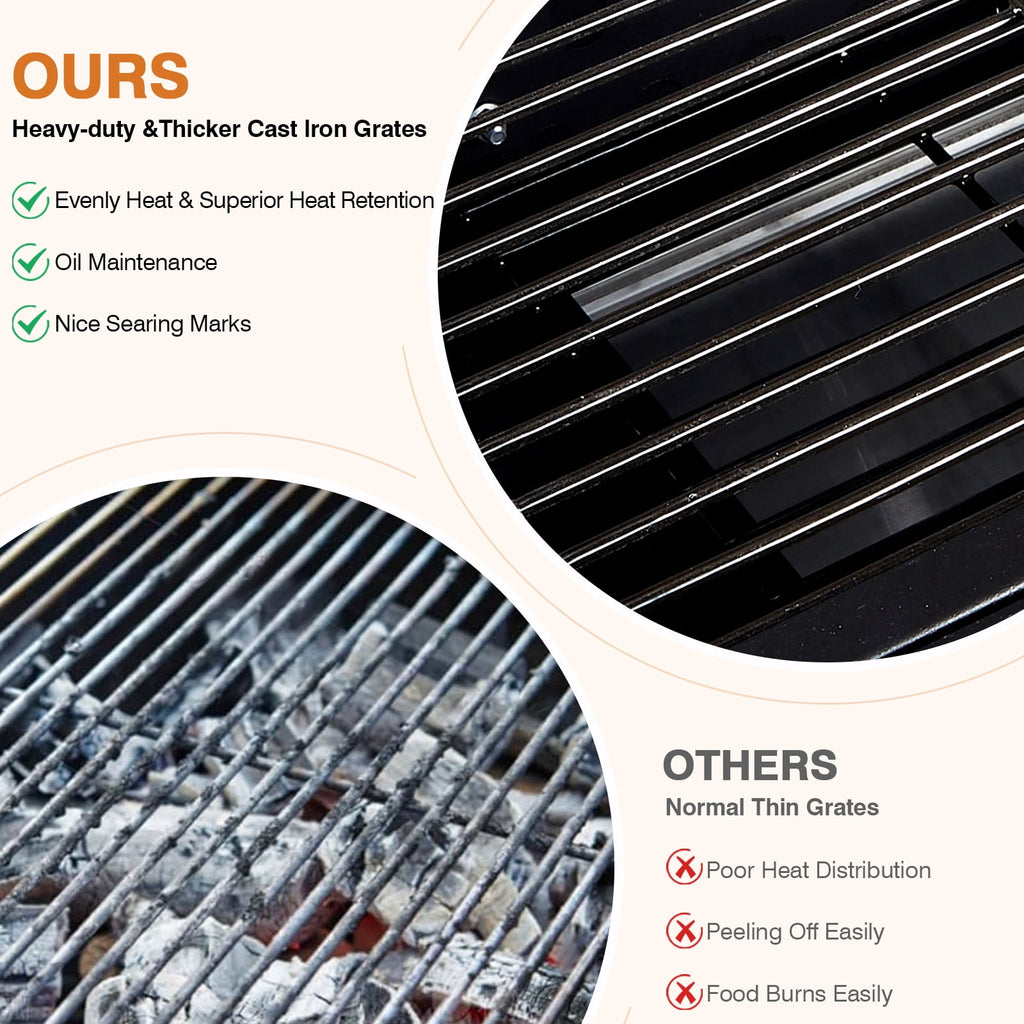 SIXDAY Dual Fuel Charcoal and Propane Grill Combo with Dual Lids, 12000 BTU Outdoor BBQ Grill with 2 Side Shelves for Backyard Cooking Gas Grills