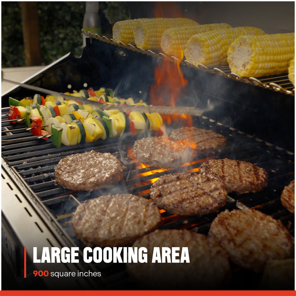 Monument Grills Denali Series 6-Burner Black Dual Fuel Cabinet Grill with Clearview Lid and LED Knobs Monument Grills