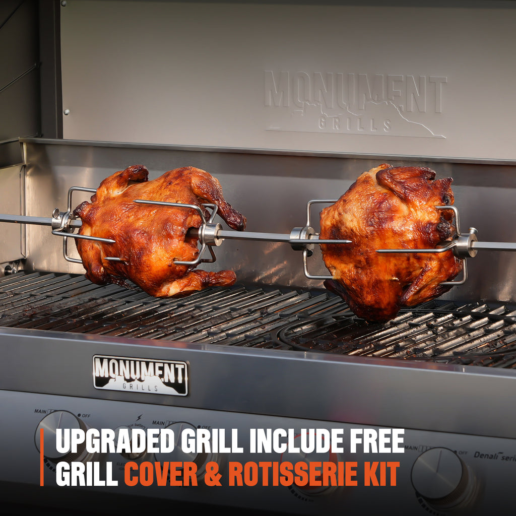Monument Grills 6+1 Burner Smart Tech Propane Gas Grill for Outdoor Cooking , Denali 605Pro Stainless Steel Grill 78,000 BTU with Side Sear Burner, Smoker Box, Cover and Rotisserie Kit My Store