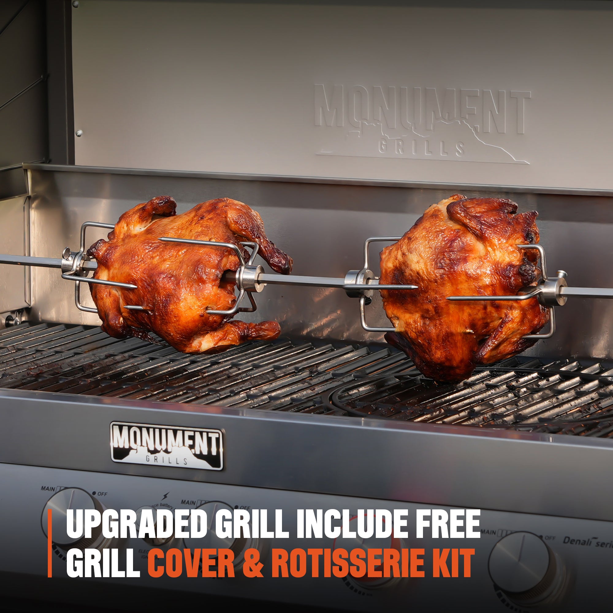 Monument Grills 6+1 Burner Smart Tech Propane Gas Grill for Outdoor Cooking , Denali 605Pro Stainless Steel Grill 78,000 BTU with Side Sear Burner, Smoker Box, Cover and Rotisserie Kit My Store