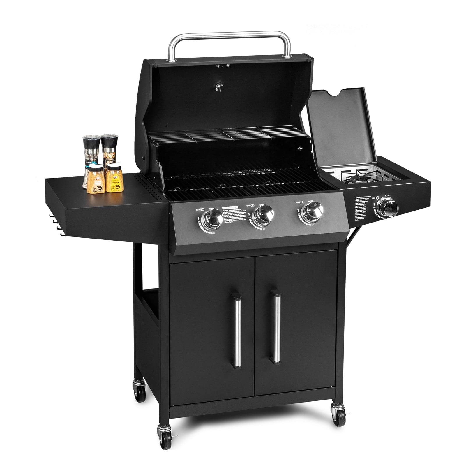 GoDecor Outdoor BBQ Propane Gas Grill for Barbecue Cooking 3 Burners with Side Burner,Patio Picnic Backyard, Outdoor Party,46000BTU GoDecor