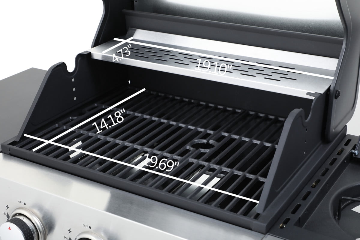 Gundir 3-Burner Propane Gas Grill with Side Burner, 37230 BTU Stainless Steel BBQ Grill, Enameled Cast Iron Grates & Foldable Side Tables, Heavy-Duty Wheels for Outdoor Cooking My Store