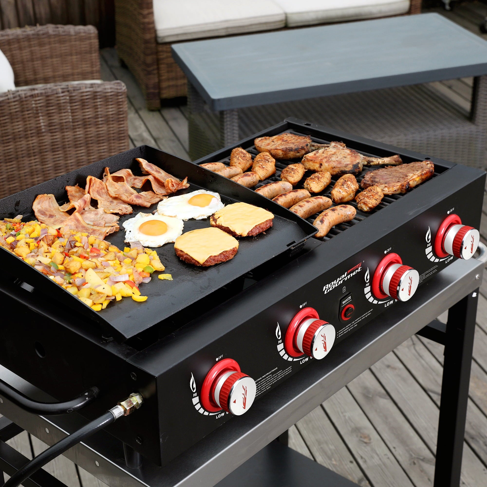 Royal Gourmet 4-Burner GD4002T Portable Gas Grill and Griddle Combo, 40000 BTU Royal Gourmet