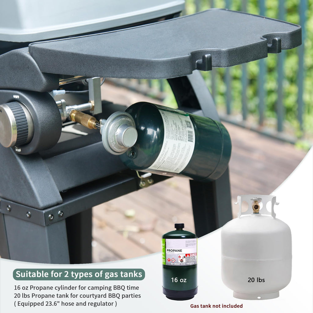 MASTER COOK Propane Gas Grill, Portable Tabletop Barbecue Grill with Cart for Patio, Camping, Travel Master Cook