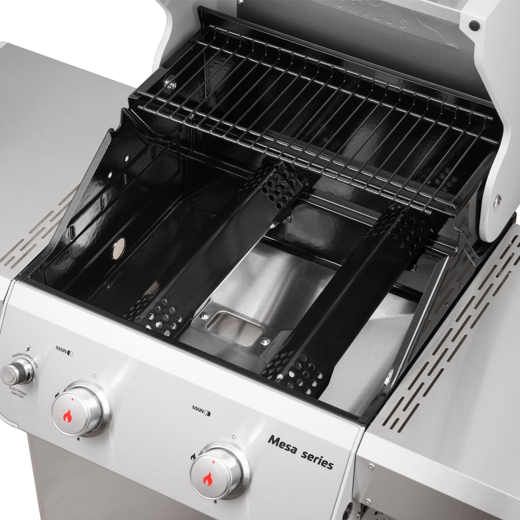 Monument Grills Mesa 2-Burner Propane Gas Grill, Foldable Sides, Swivel Casters, Stainless Steel, LED Controls Gas Grills