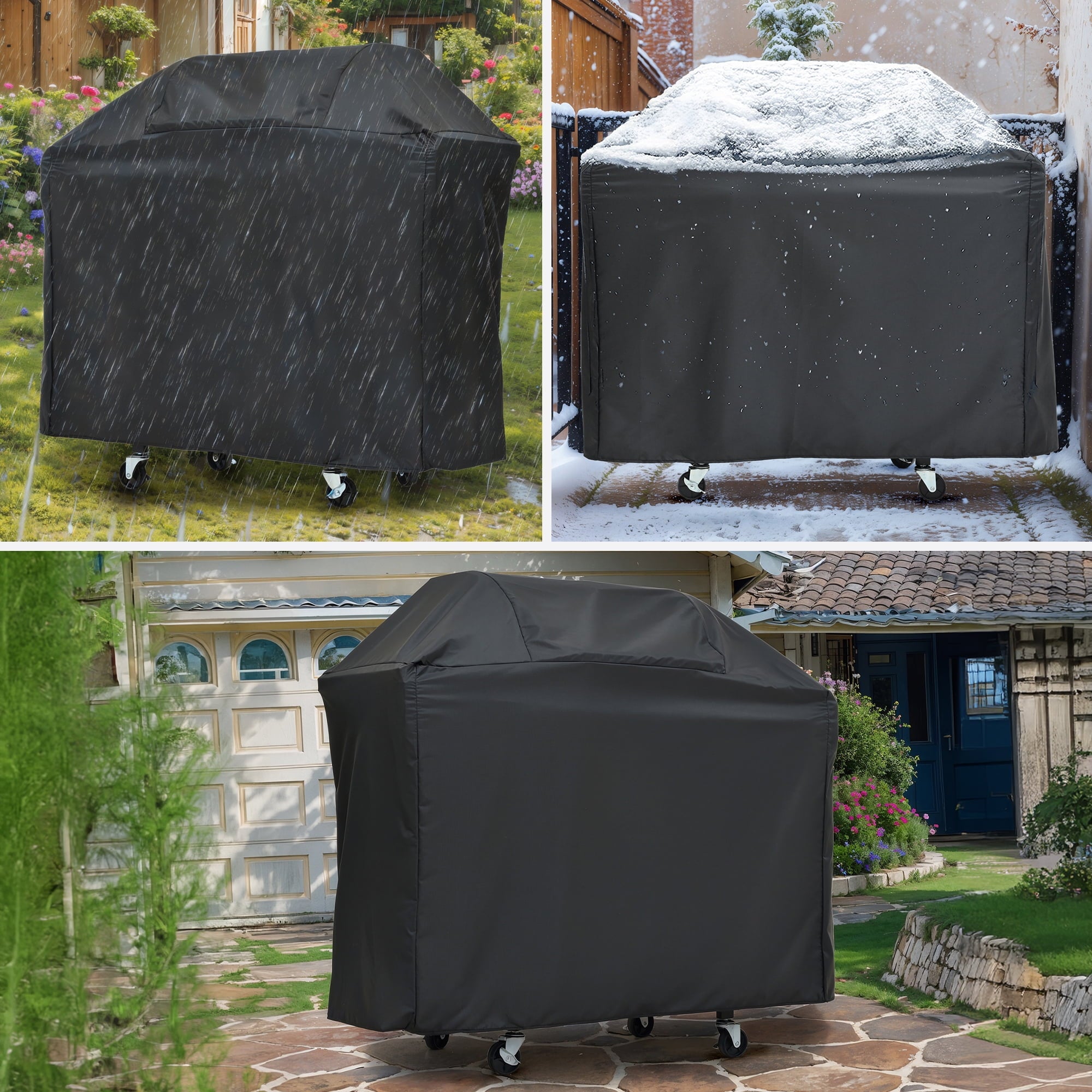 Gas Grill, Enyopro Propane Gas Grill, 4 Burner Stainless Steel BBQ Grill with Side Burner and Cover, 4 Universal Wheels for Outdoor Patio Garden Gas Grills
