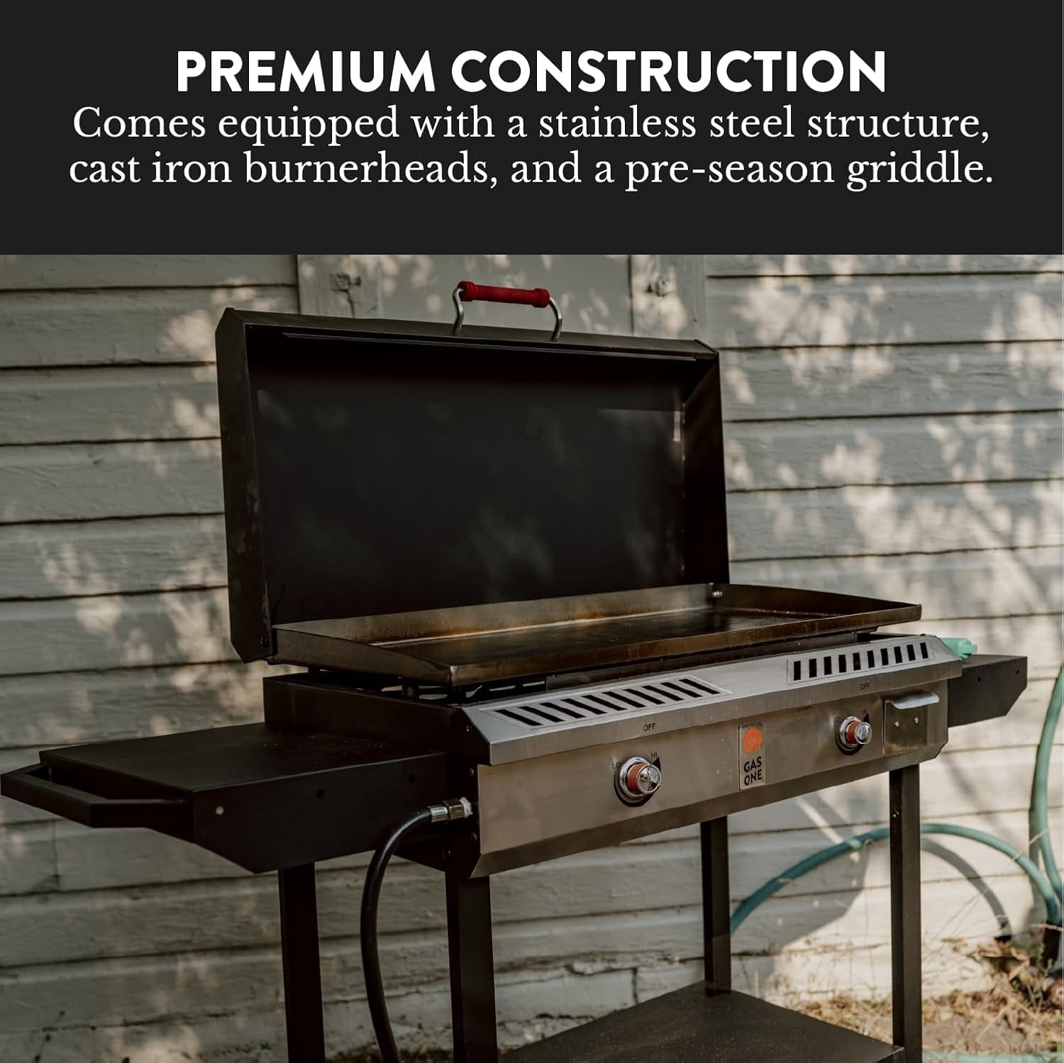 GasOne Gas Griddle – 2-Burner Propane Stove with Flat Top Grill – Modular Cast Iron Propane Grill Gas One