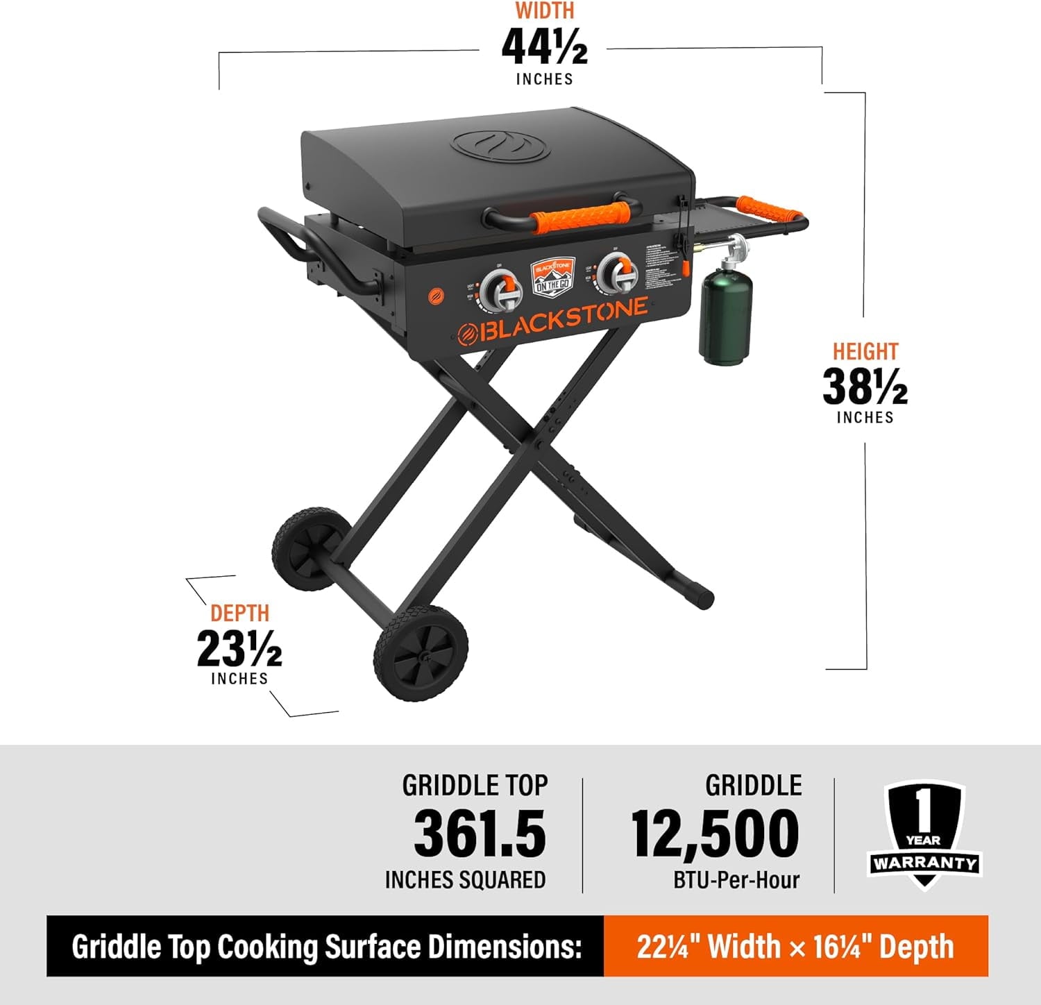 Blackstone On the Go 2-Burner 22 Scissor Cart Griddle with Hood Blackstone