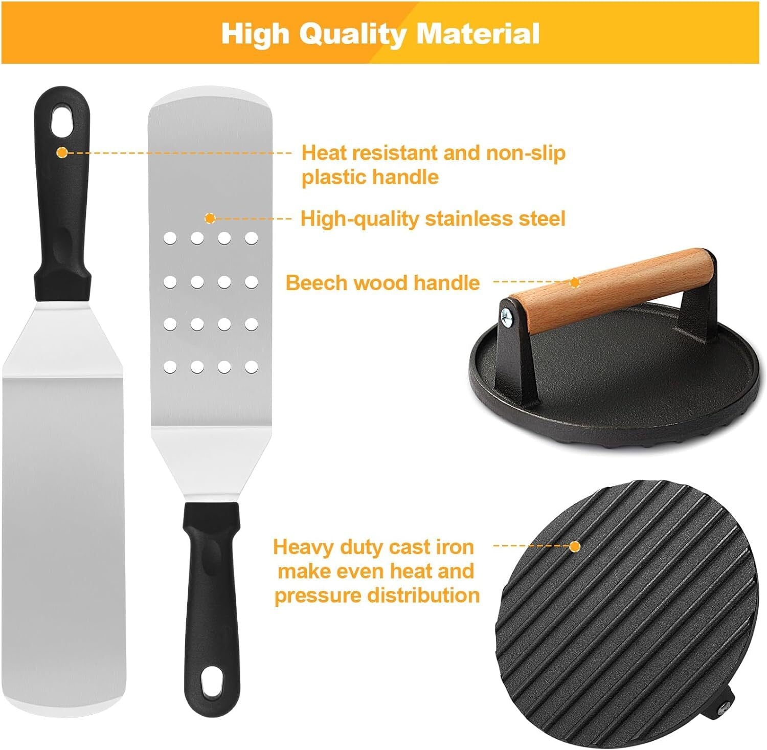 29pcs Griddle Accessories Kit,Grill Tools Set for Blackstone,Hibachi Enlarged Spatula Set with Basting Cover,Burger Press Patty Maker for Outdoor Teppanyaki BBQ Gas Grills