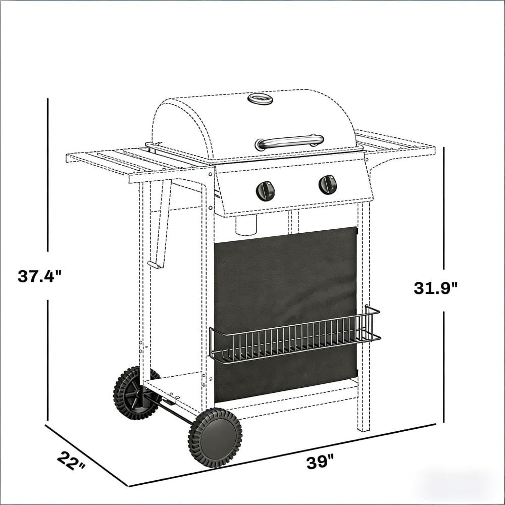 2 Burner 18000 BTU Propane Gas Grill Freestanding Outdoor BBQ Grill Dual?Zone Flat Top Grill with Warming Rack Side Tables for Backyard Patio Garden Family Outdoor Cooking Cozynest