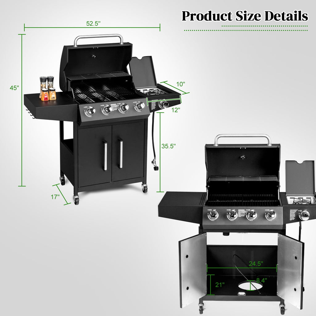 SalonMore Outdoor Gas Grill with Side Stove 58000BTU for Patio Outdoor Party Cooking BBQ SalonMore