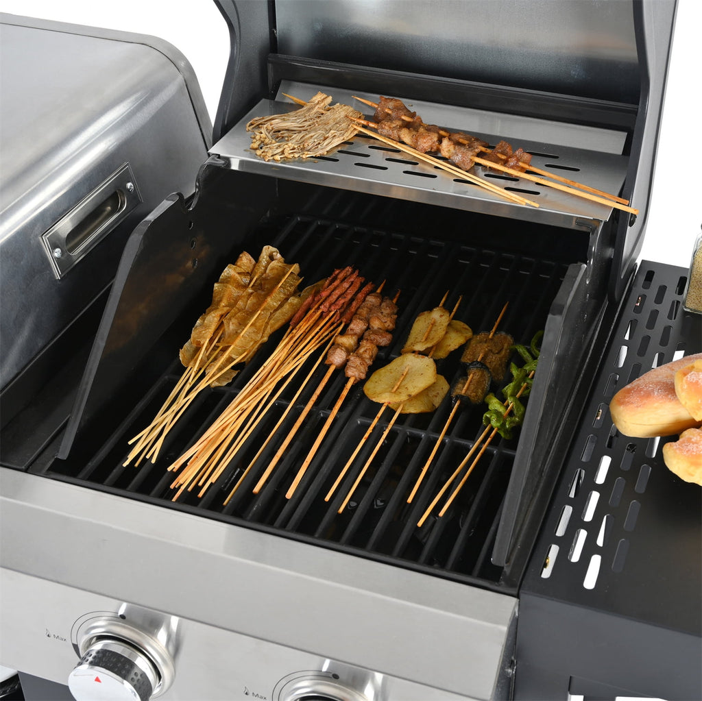 HighSound 4 Burner Propane Gas Grill & Griddle Combo BBQ Grill with Lid & Pizza Oven 49200 BTU, Flat Top Propane Grill Griddle Combo for Outdoor Cooking While Camping & Tailgating, Black Gas Grills