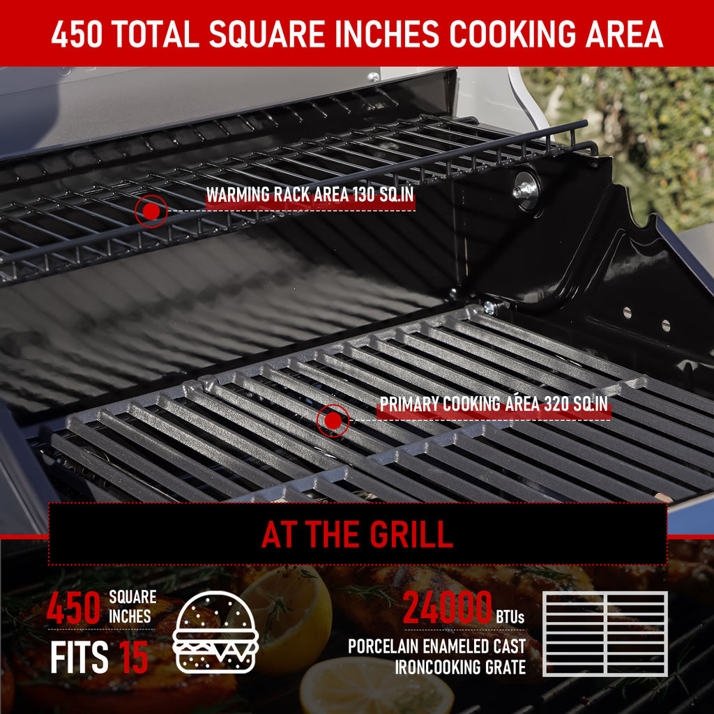 Mesa 2-Burner Propane Gas Grill in Black with Clear View Lid , LED Controls, and Grill Cover Monument Grills