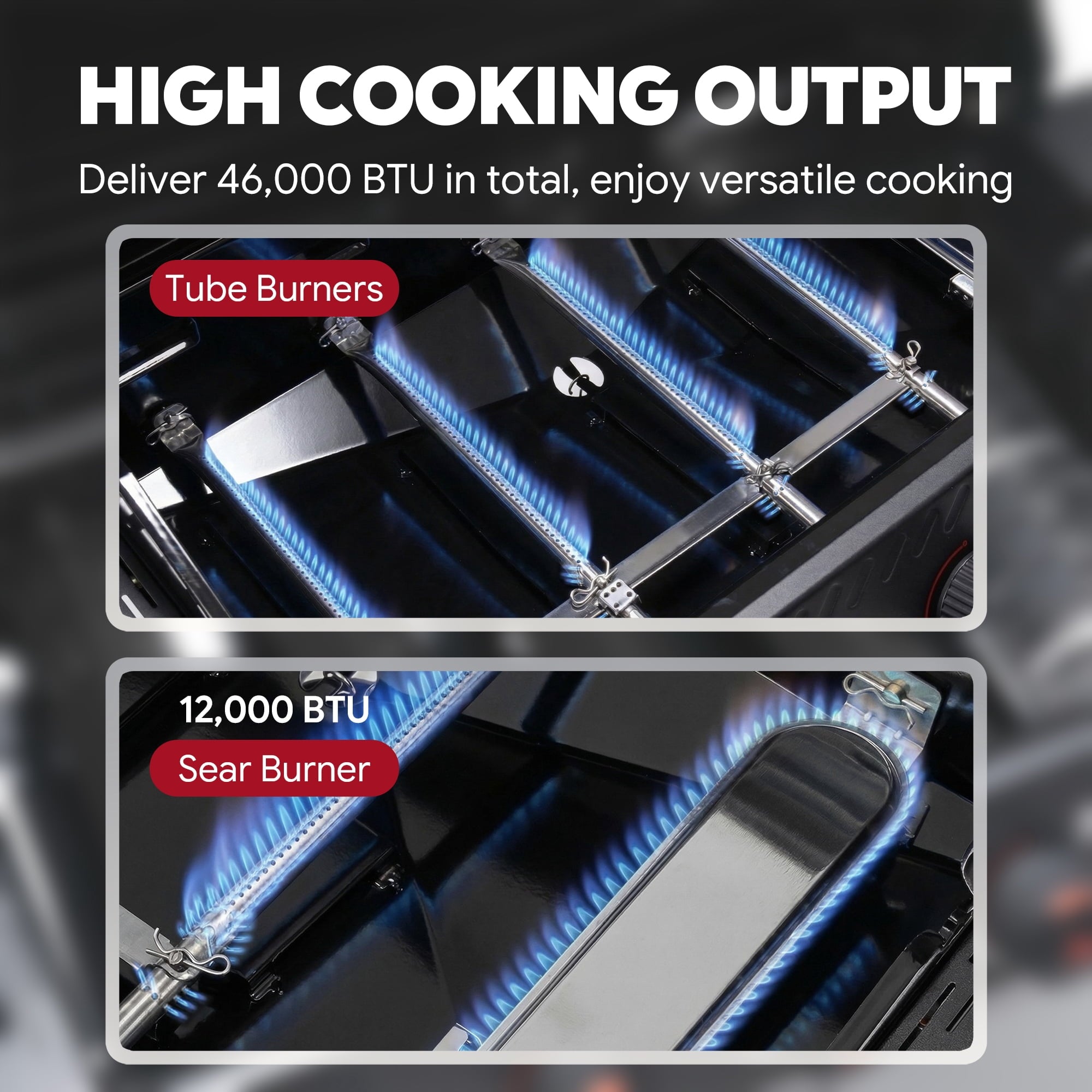 Feasto 5-Burner Propane Gas Grill, Double Deck Lid, Side Sear Burner, 58000 BTU, 686 Sq.In. Cabinet Storage Gas Grills