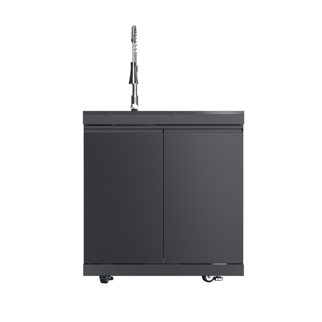 110-Inch 4-Burner 72000 BTU Deluxe Stainless Steel Propane Gas Outdoor Kitchen Bar Barbecue Island Grill Wine Cooler Compact+Refrigerator+Rotisserie+Granite Countertops+Storage Cabinets & Drawers HomeMindful