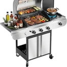 FREE VILLAGE 2-Burner Propane Gas BBQ Grill,20000 BTU Stainless Steel Barbeque Grill with Side Shelves and Wheels,Portable Outdoor Grill for Patio,Backyard,Garden,Camping Cooking Gas Grills