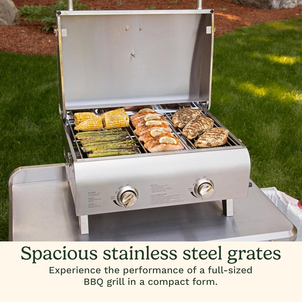 Cuisinart Chef's Style Stainless 2 Burner Tabletop Portable Gas Grill, Silver Cuisinart