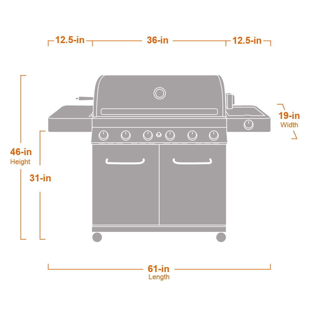 Monument Grills 6-Burner Propane Gas Stainless Grill with LED Controls, Side Burner, Rotisserie Kit, and Grill Cover Monument Grills