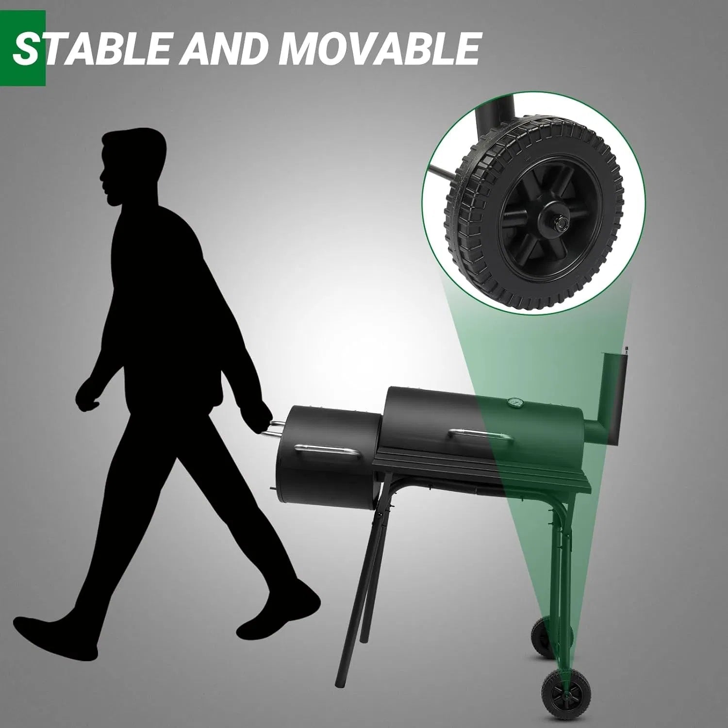 YDLW Charcoal Offset Smoker Grill - Family-Size 4-6 Person BBQ with Temperature Control & Portable Wheels YDLW